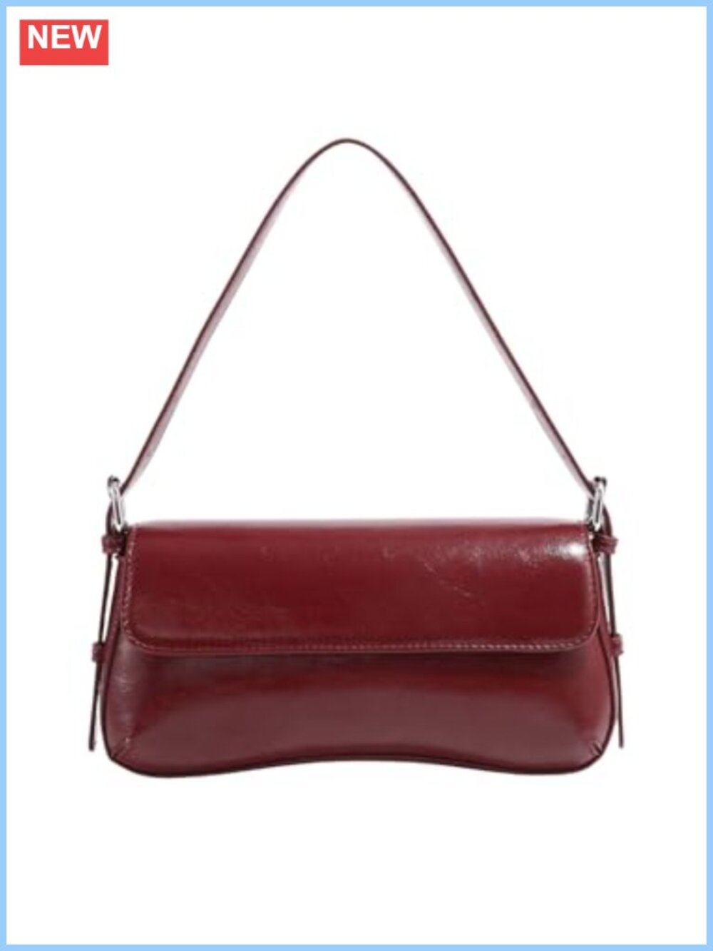 Faux Oiled Leather Flap Buckle Shoulder Bag Boho Y2K Purse Tote Handbag